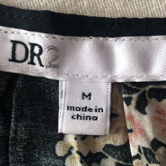 DR2 DANIEL RAINN Black Pink Floral Flutter Short Sleeve Blouse Top Womens size M - Picture 2 of 8